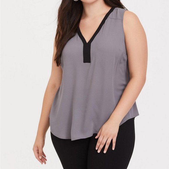 Torrid Size 2 - Georgette Tank - Dark Pearl Grey - Picture 1 of 4